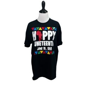 Gildan Women's L Large Fitted Crewneck T-Shirt Juneteenth June 19 Black History